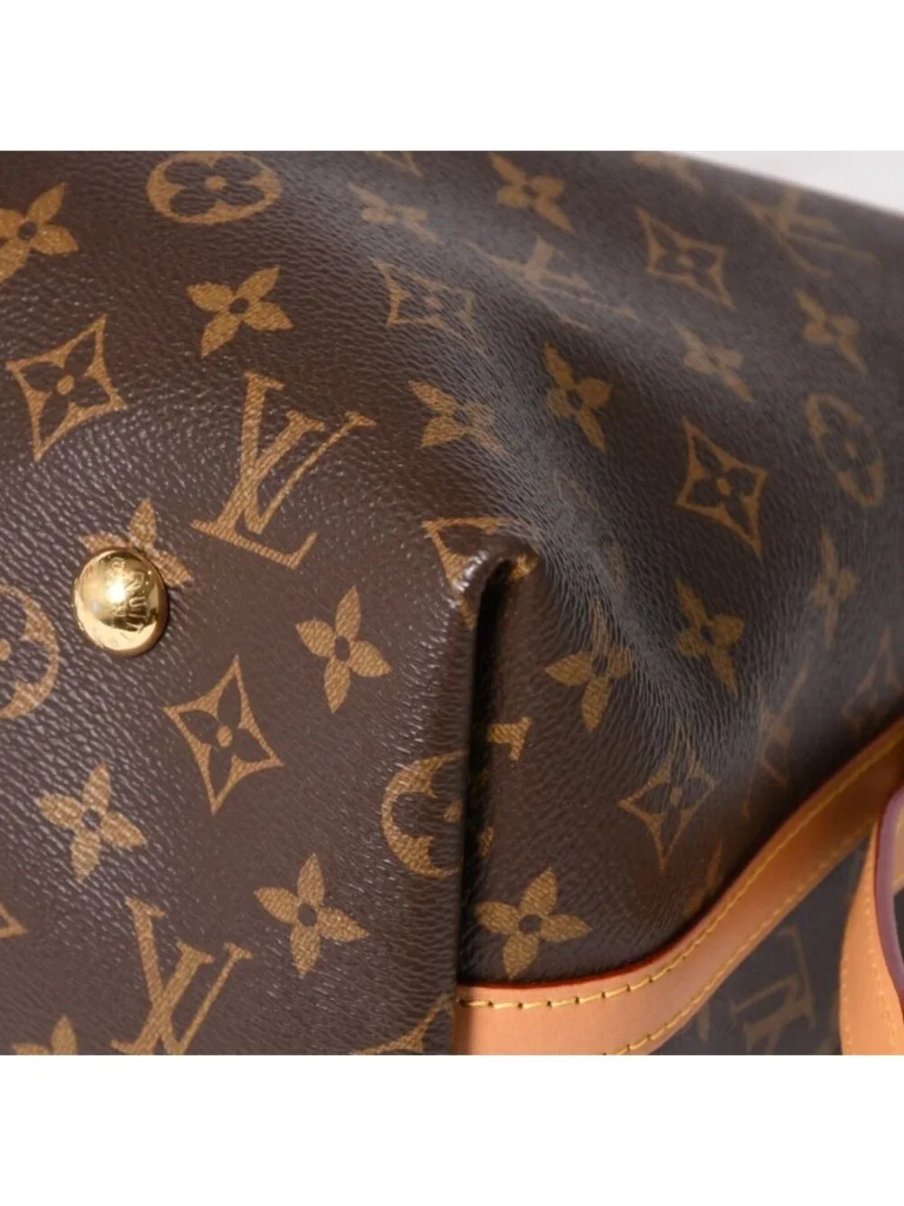 Louis Vuitton Carryall NM MM Tote Bag Monogram Brown Leather Vachetta Gold